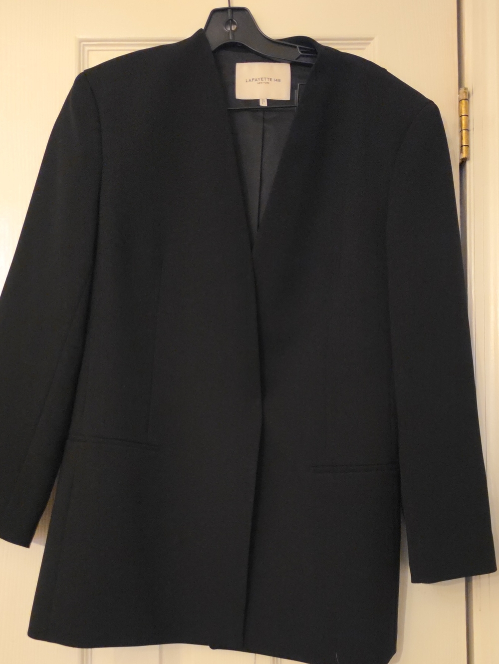 Lafayette 148 New York Black Collarless Open Blazer Jacket